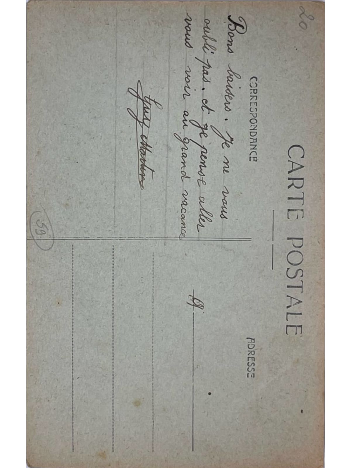 Verso de la carte postale