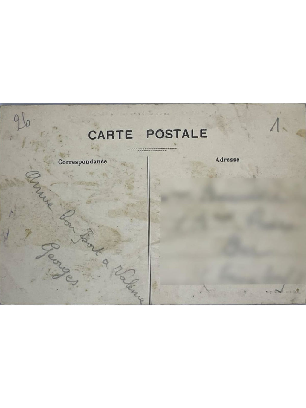 Verso de la carte postale