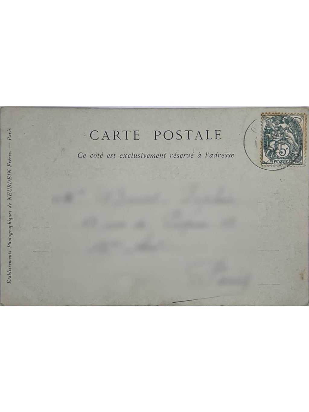 Verso de la carte postale