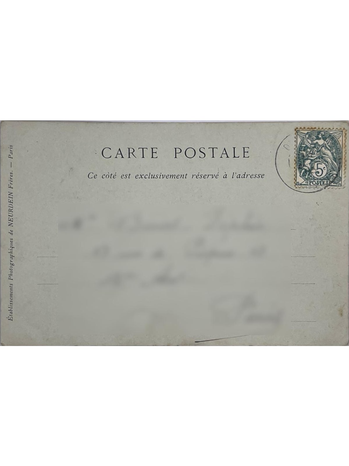 Verso de la carte postale