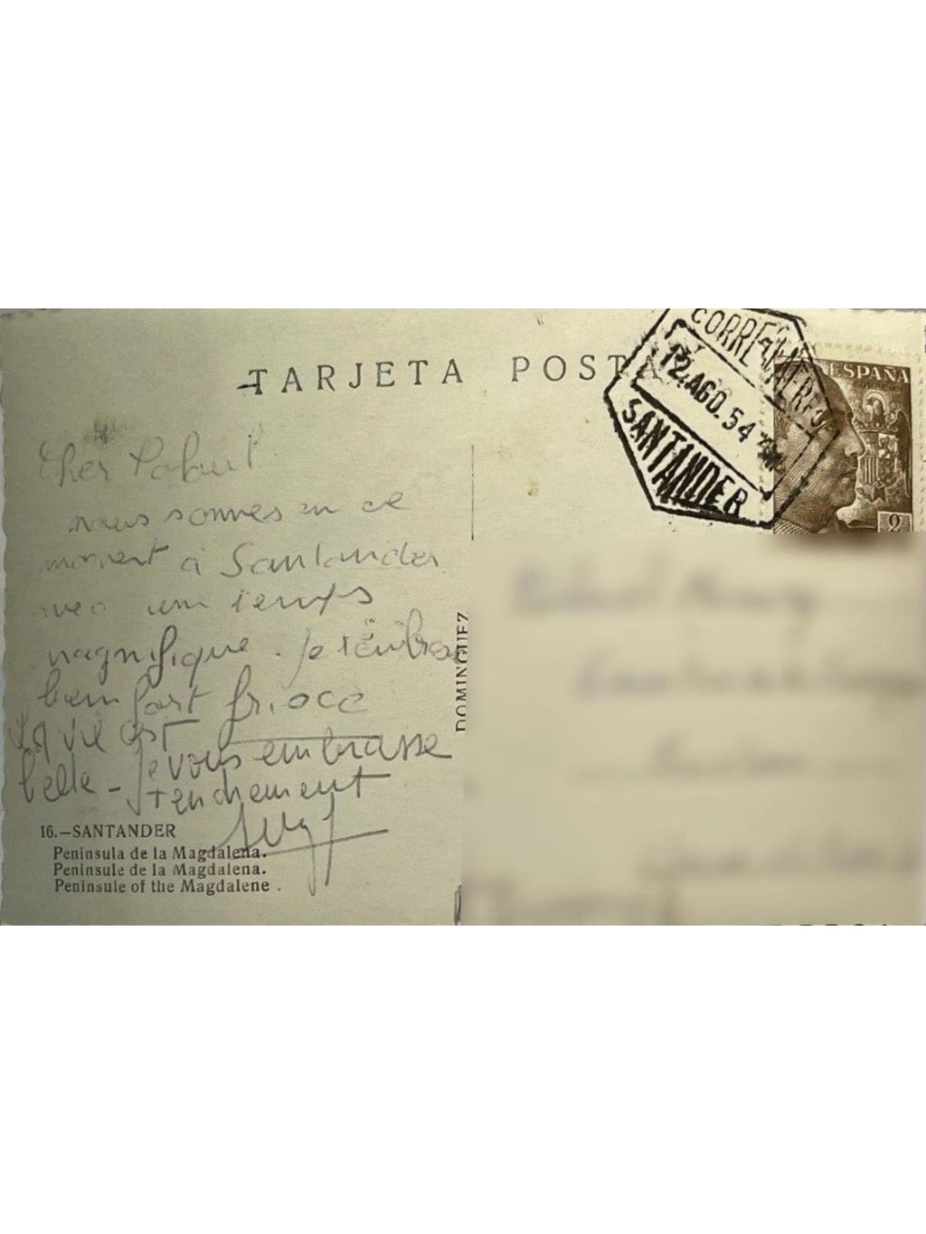 Verso de la carte postale