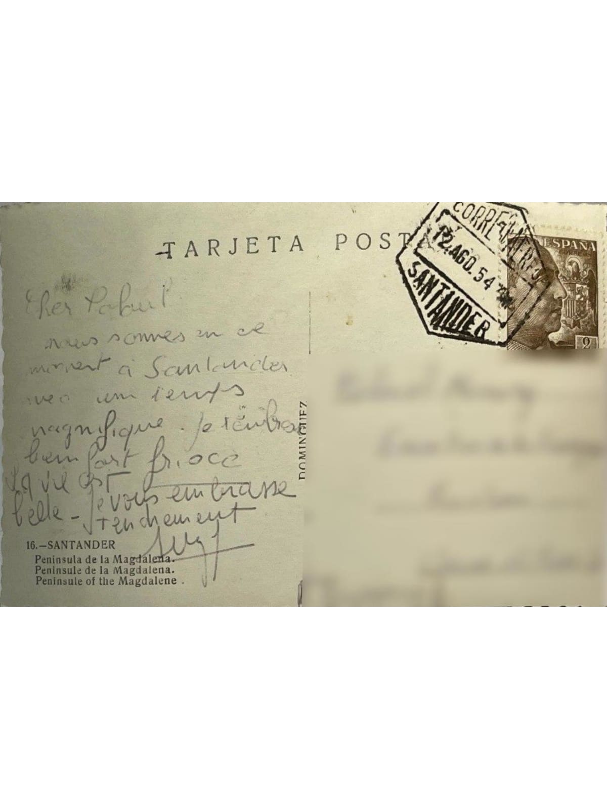Verso de la carte postale
