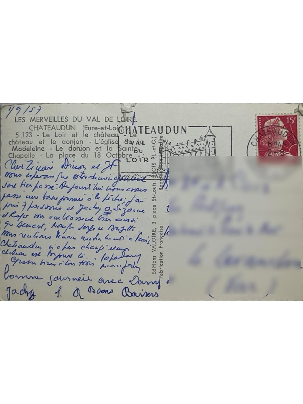 Verso de la carte postale