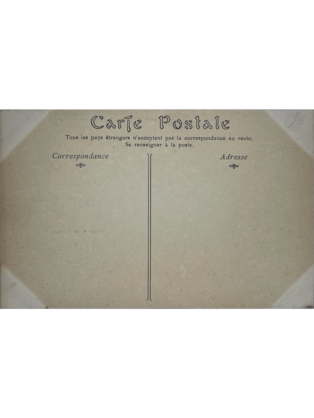 Verso de la carte postale