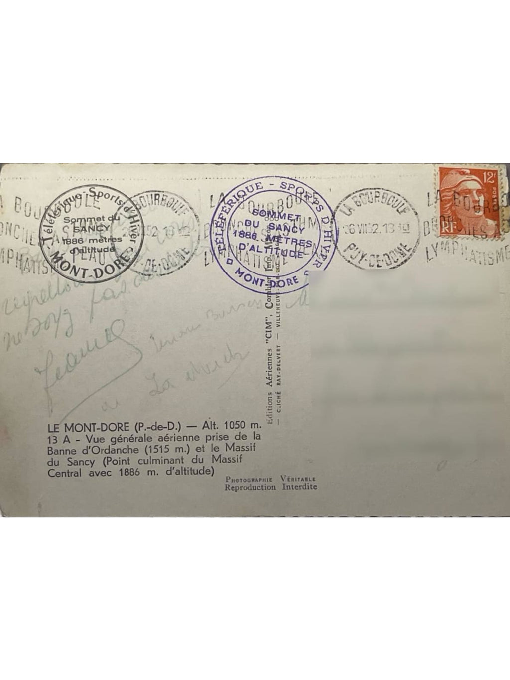Verso de la carte postale