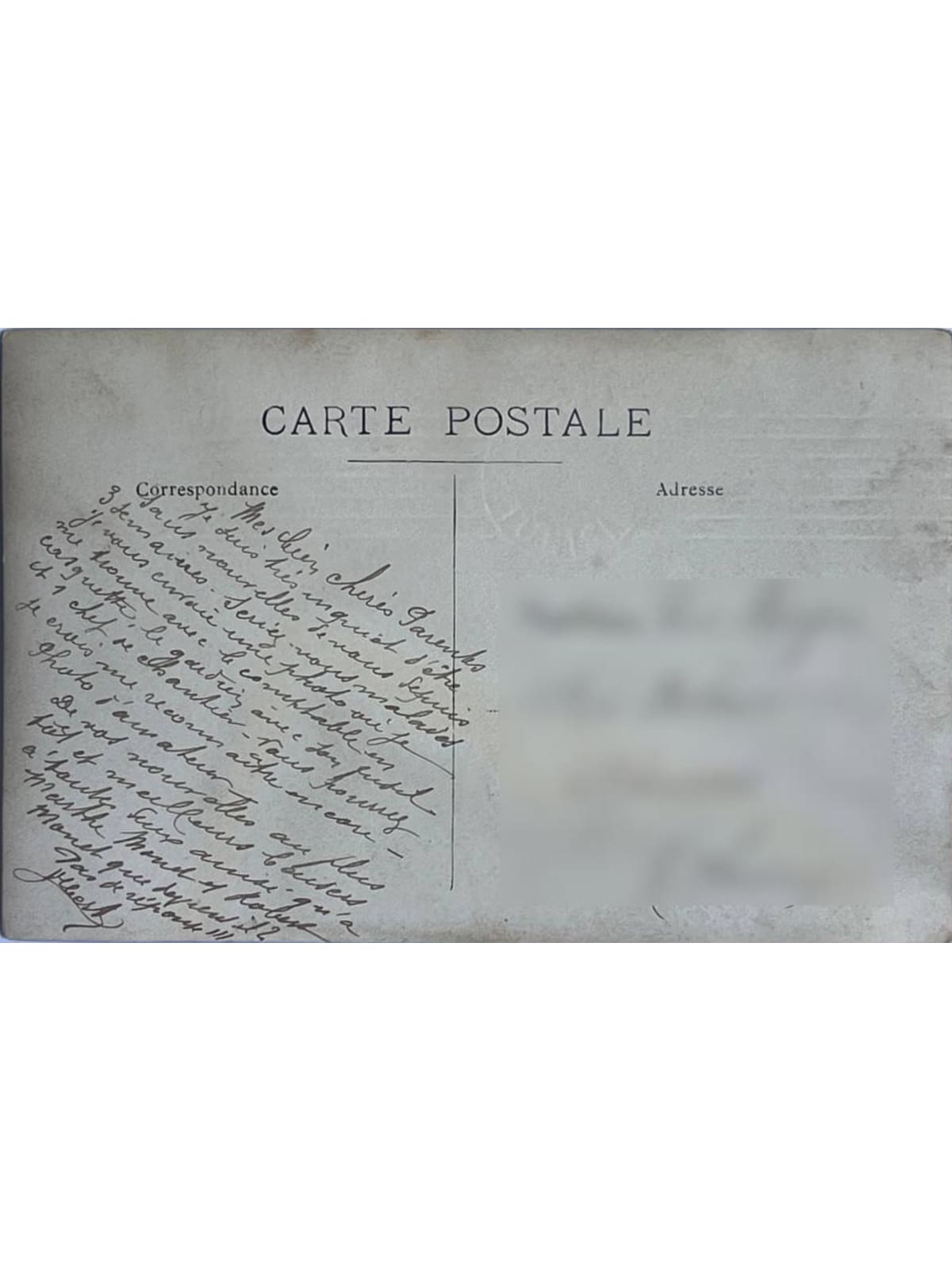 Verso de la carte postale