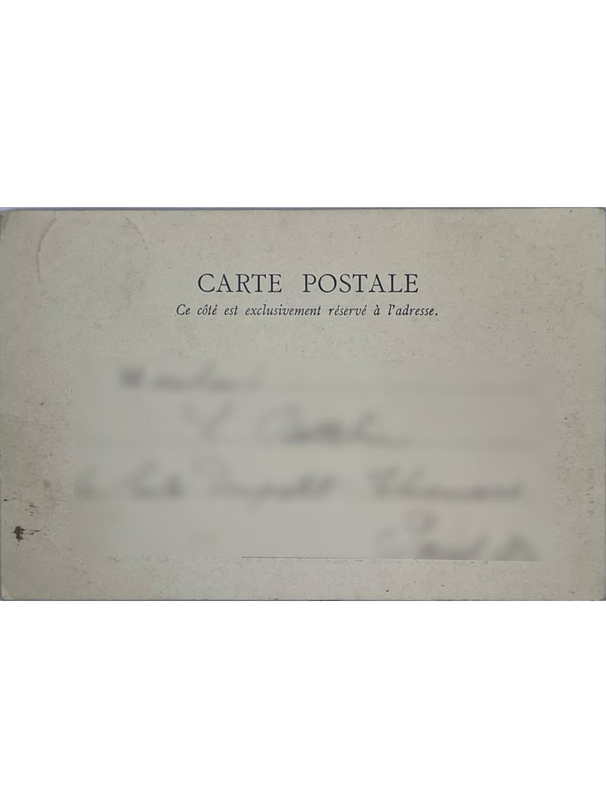 Verso de la carte postale