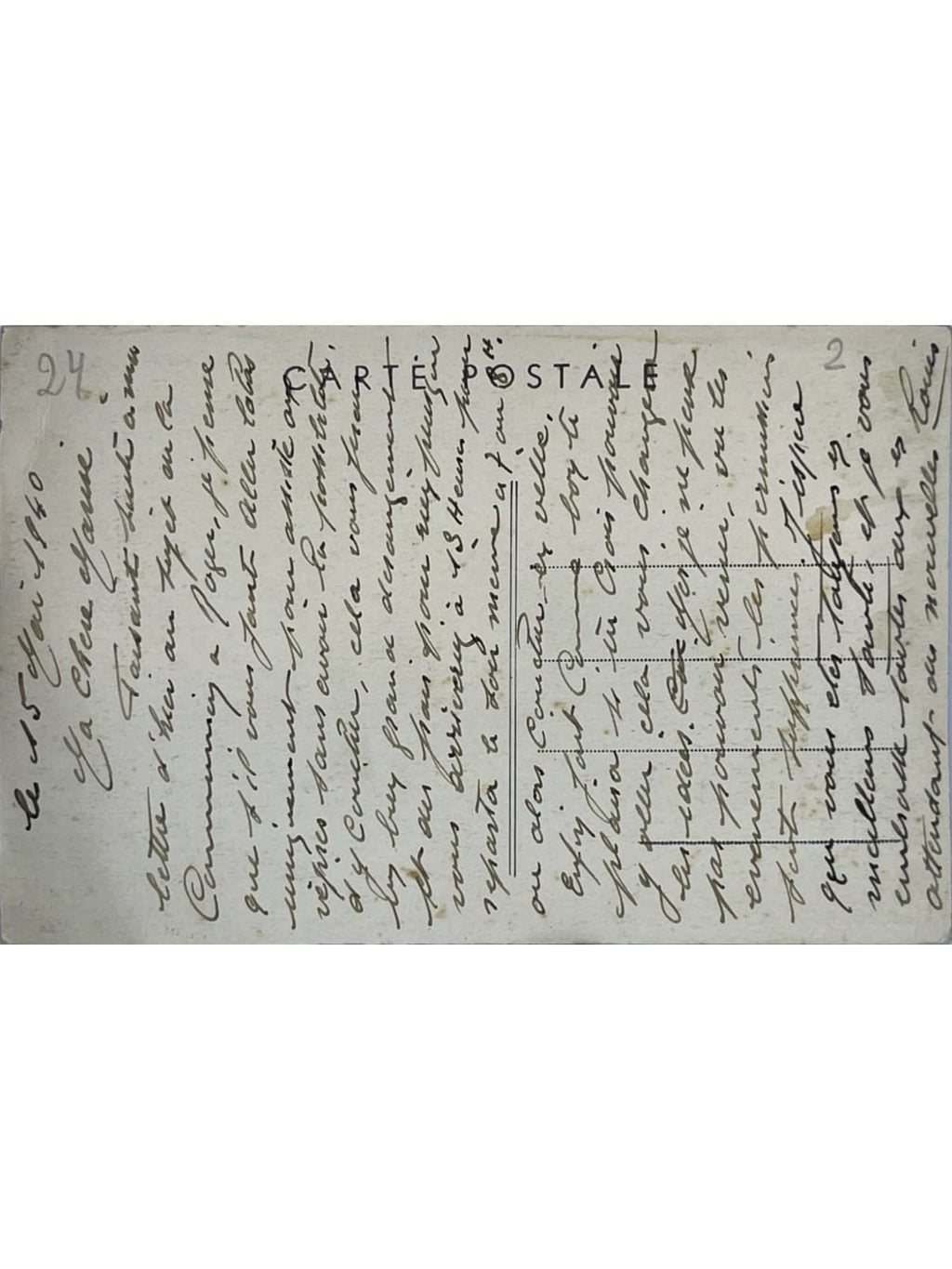 Verso de la carte postale