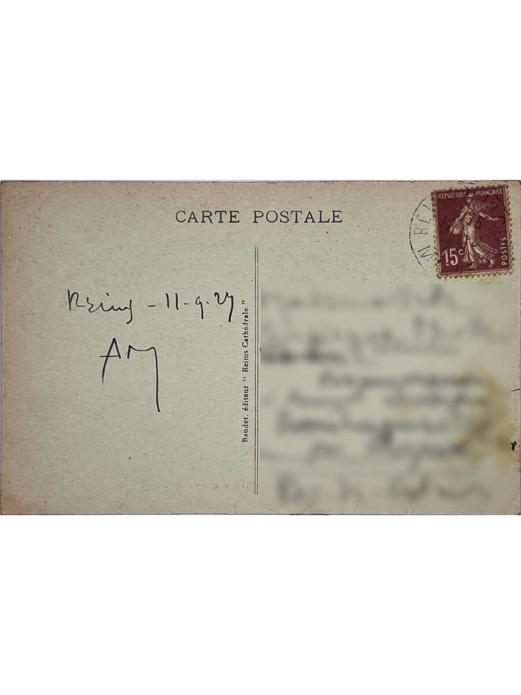 Verso de la carte postale