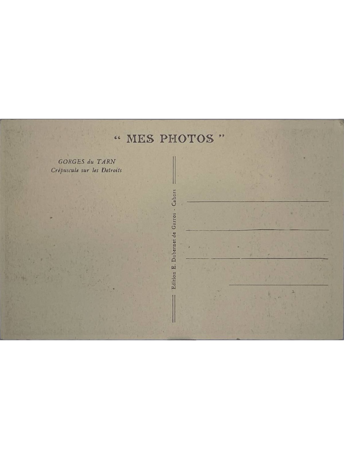 Verso de la carte postale