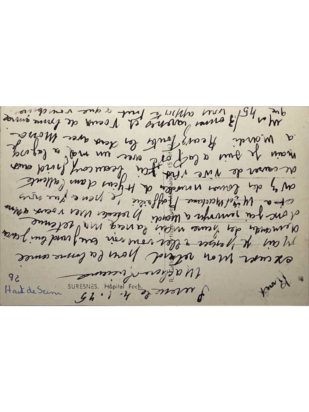 Verso de la carte postale
