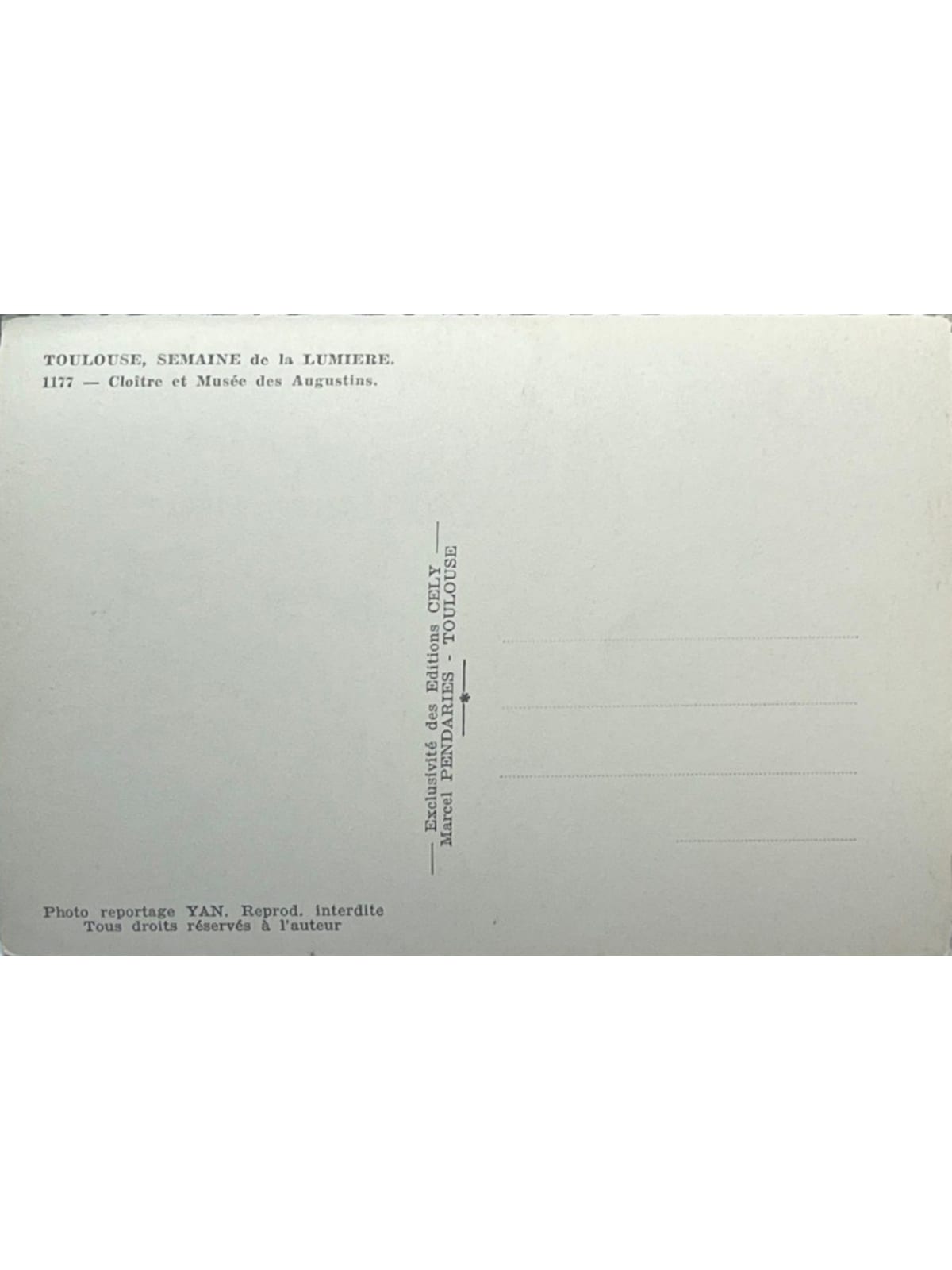 Verso de la carte postale