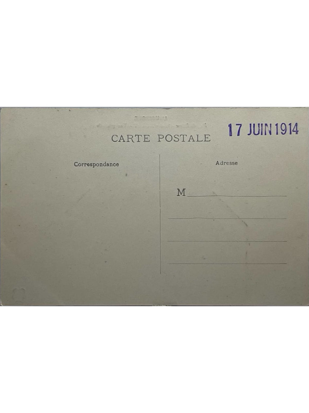 Verso de la carte postale