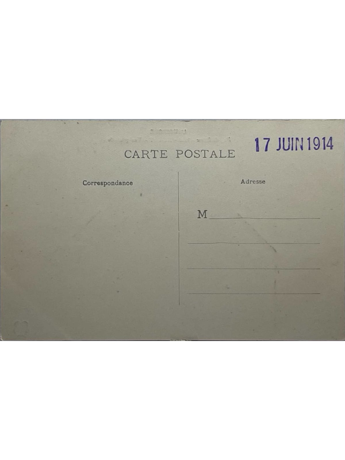 Verso de la carte postale