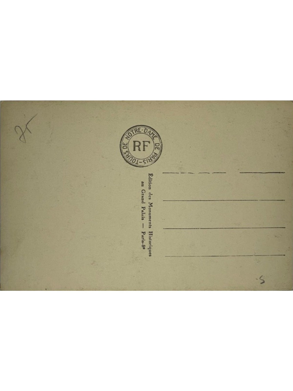 Verso de la carte postale