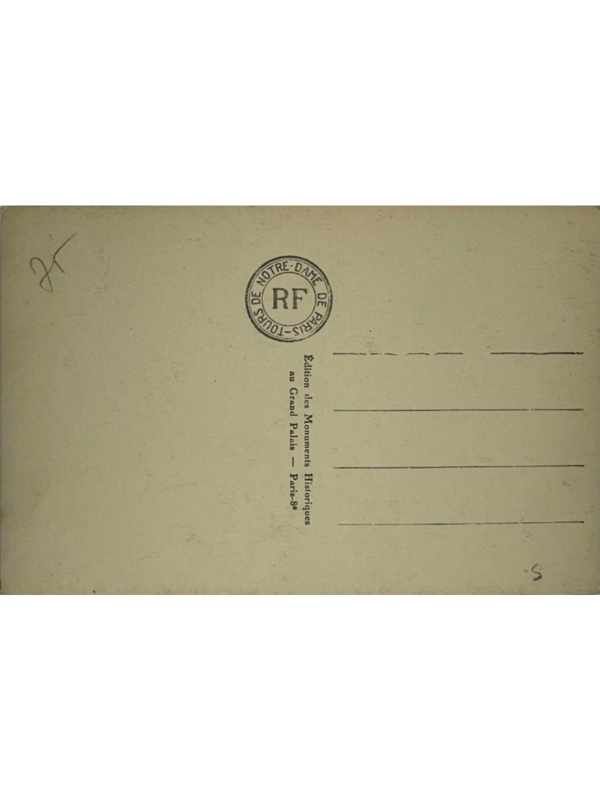 Verso de la carte postale