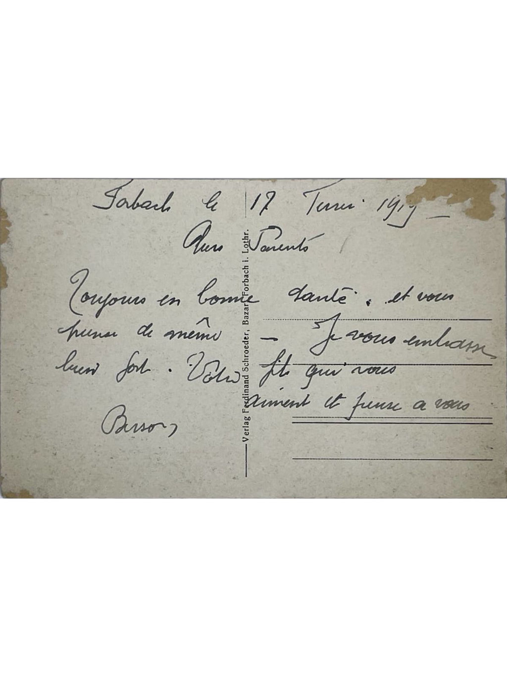 Verso de la carte postale