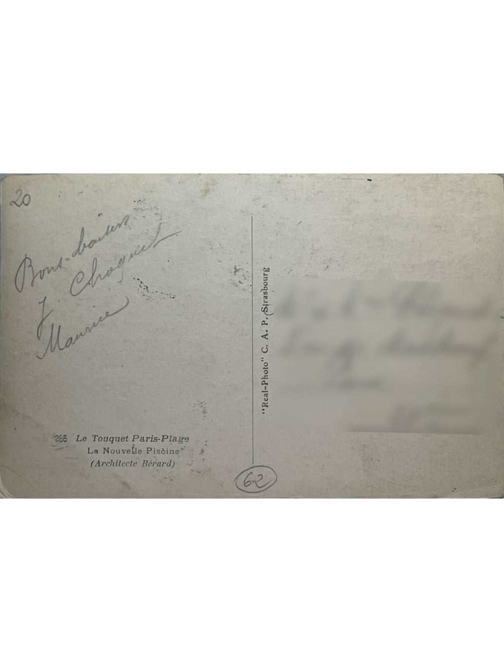 Verso de la carte postale