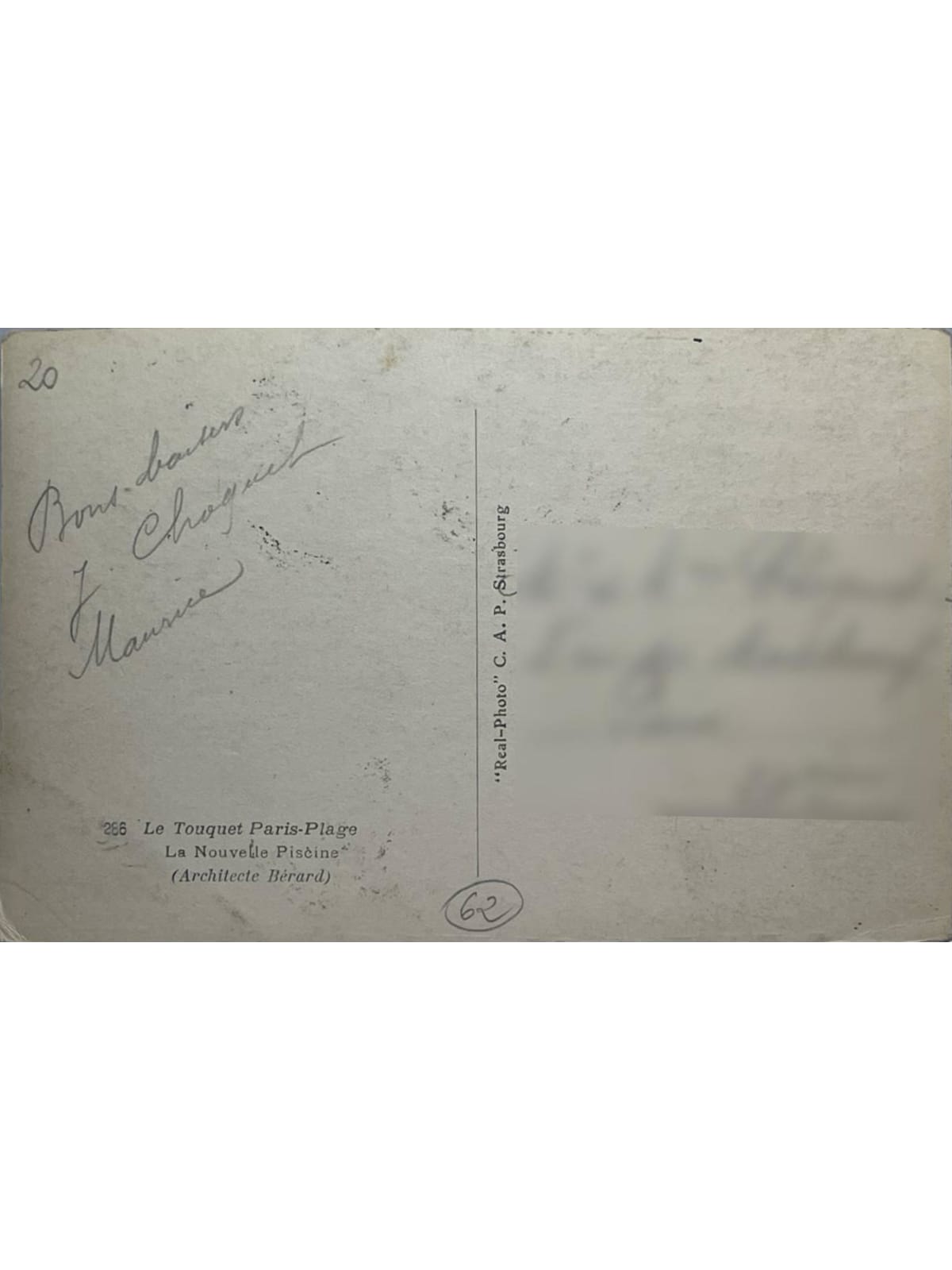 Verso de la carte postale