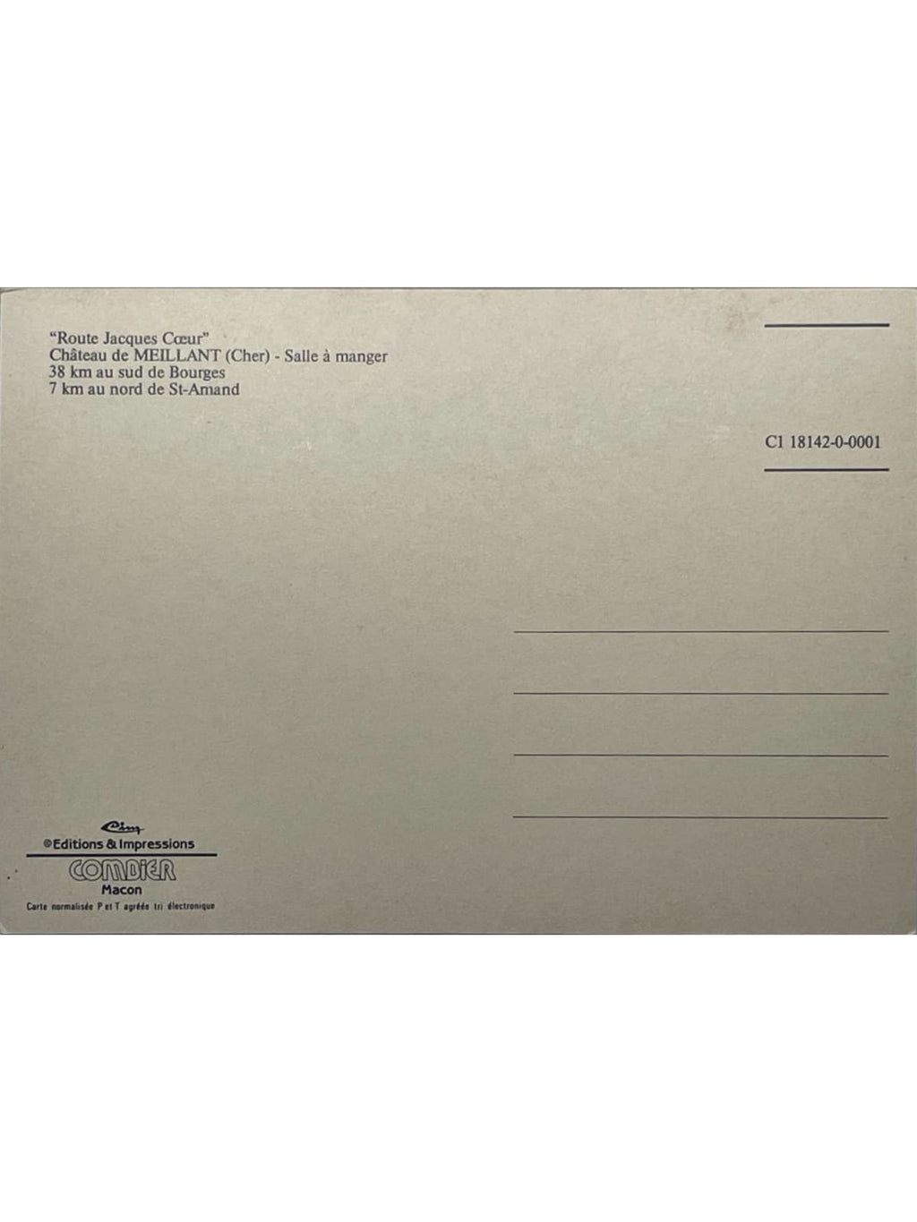 Verso de la carte postale