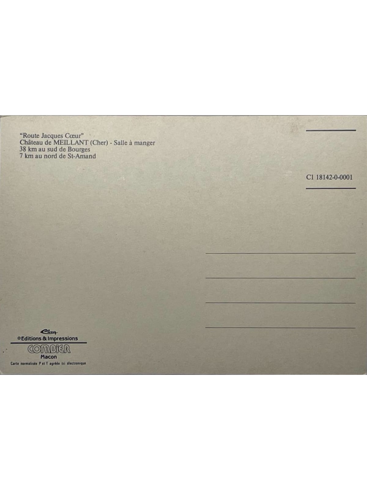 Verso de la carte postale