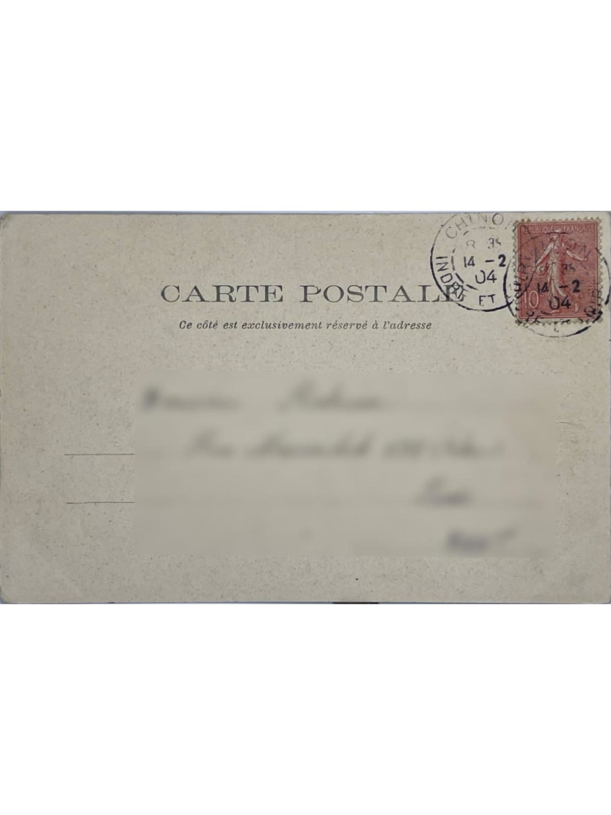 Verso de la carte postale