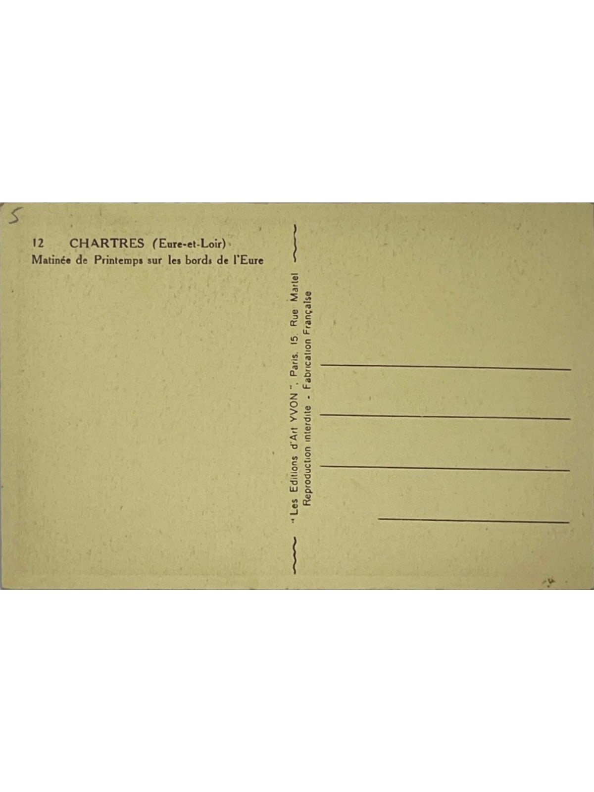 Verso de la carte postale