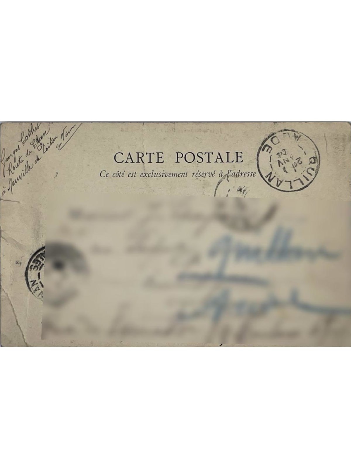 Verso de la carte postale