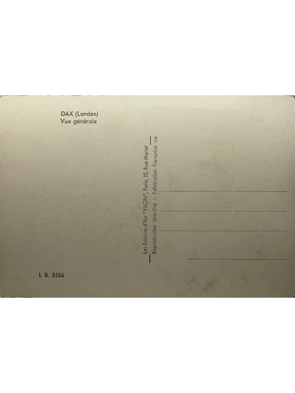 Verso de la carte postale