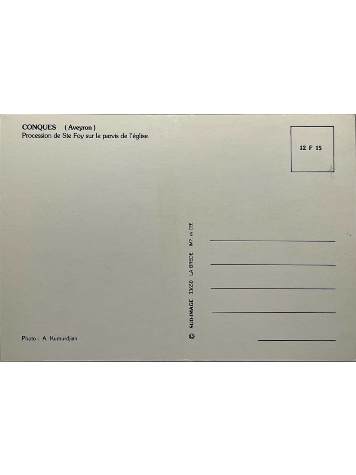 Verso de la carte postale