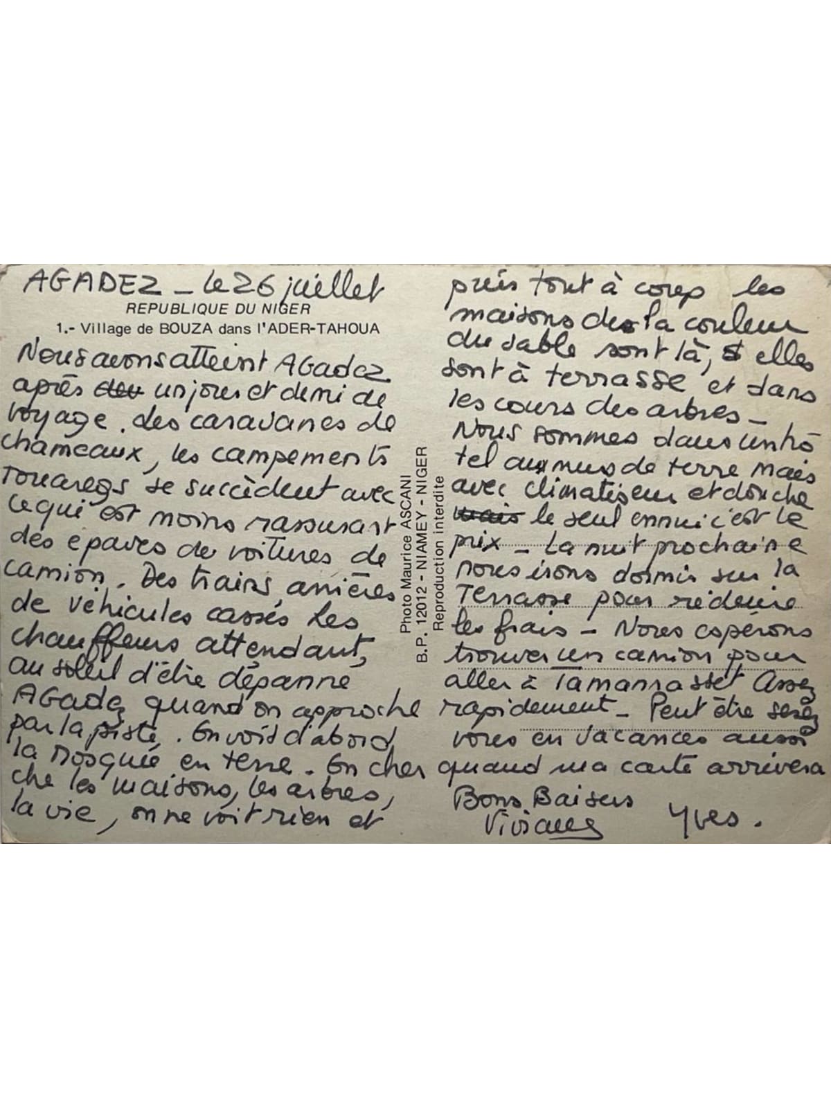 Verso de la carte postale