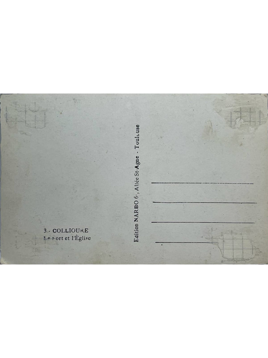 Verso de la carte postale