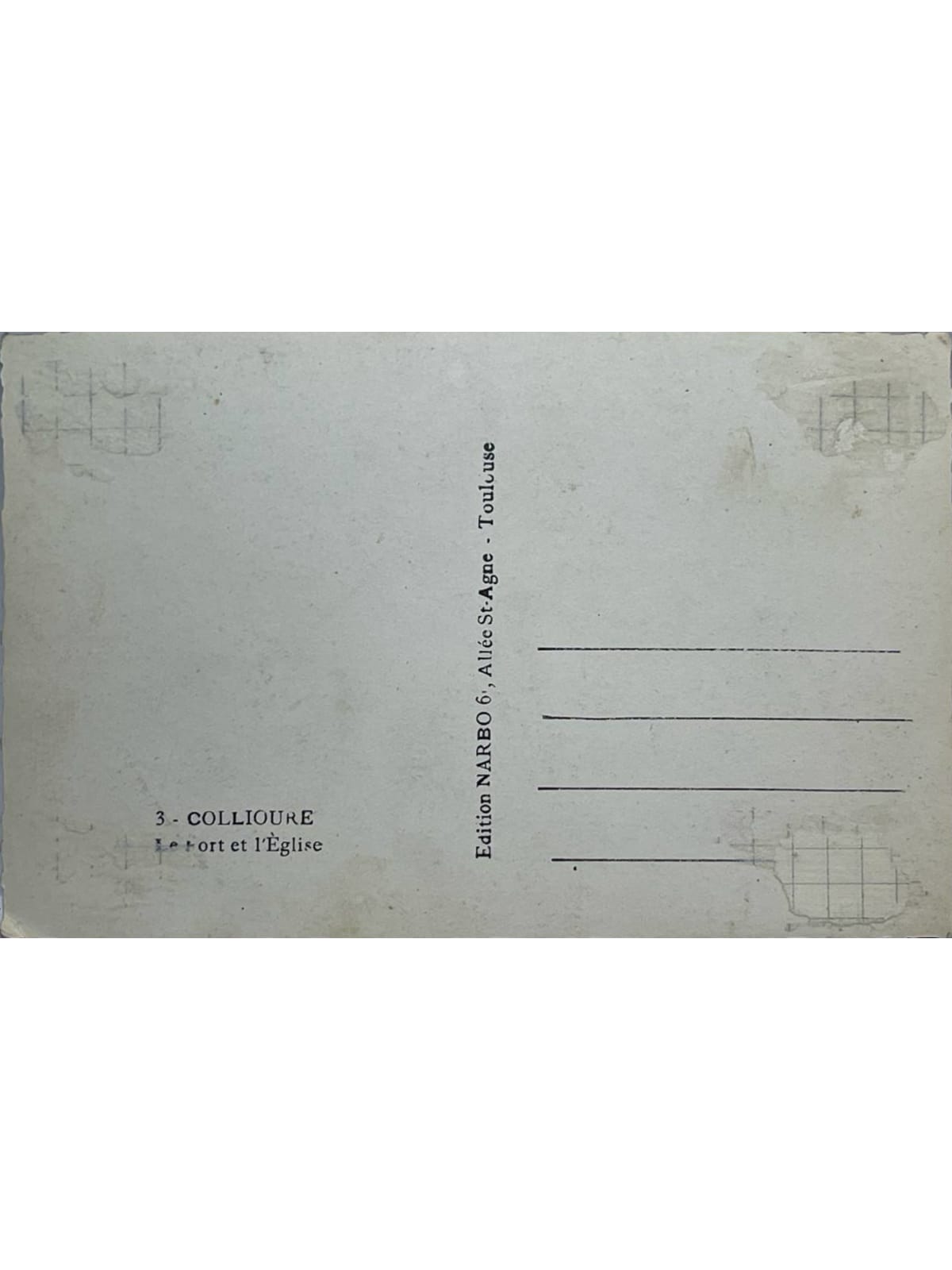 Verso de la carte postale