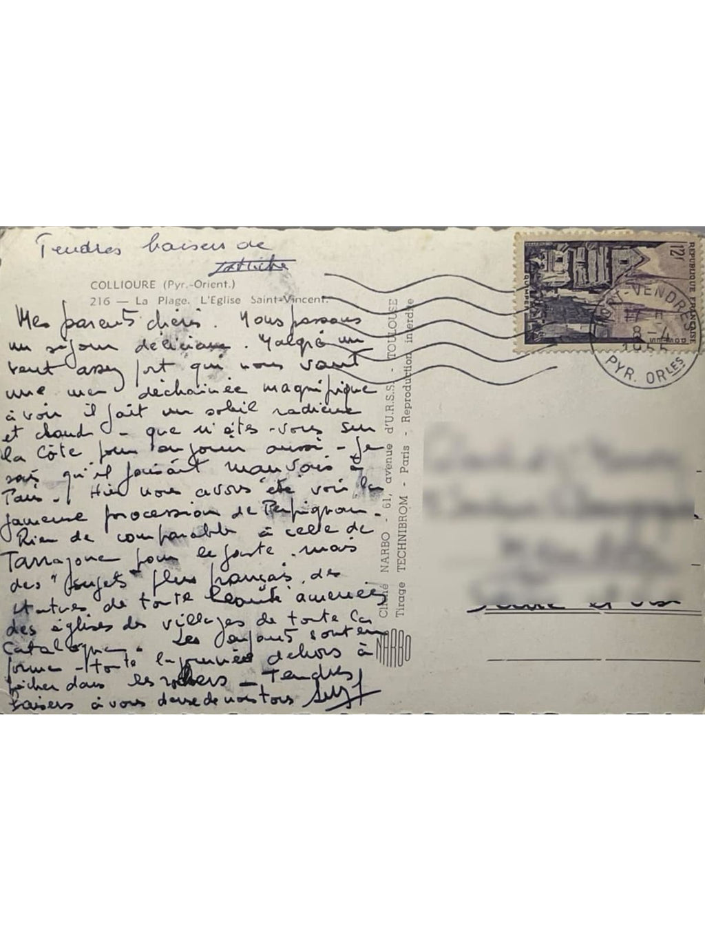 Verso de la carte postale
