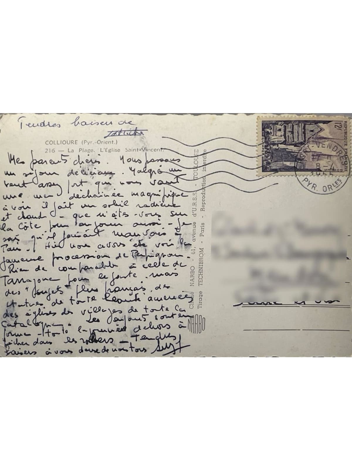 Verso de la carte postale