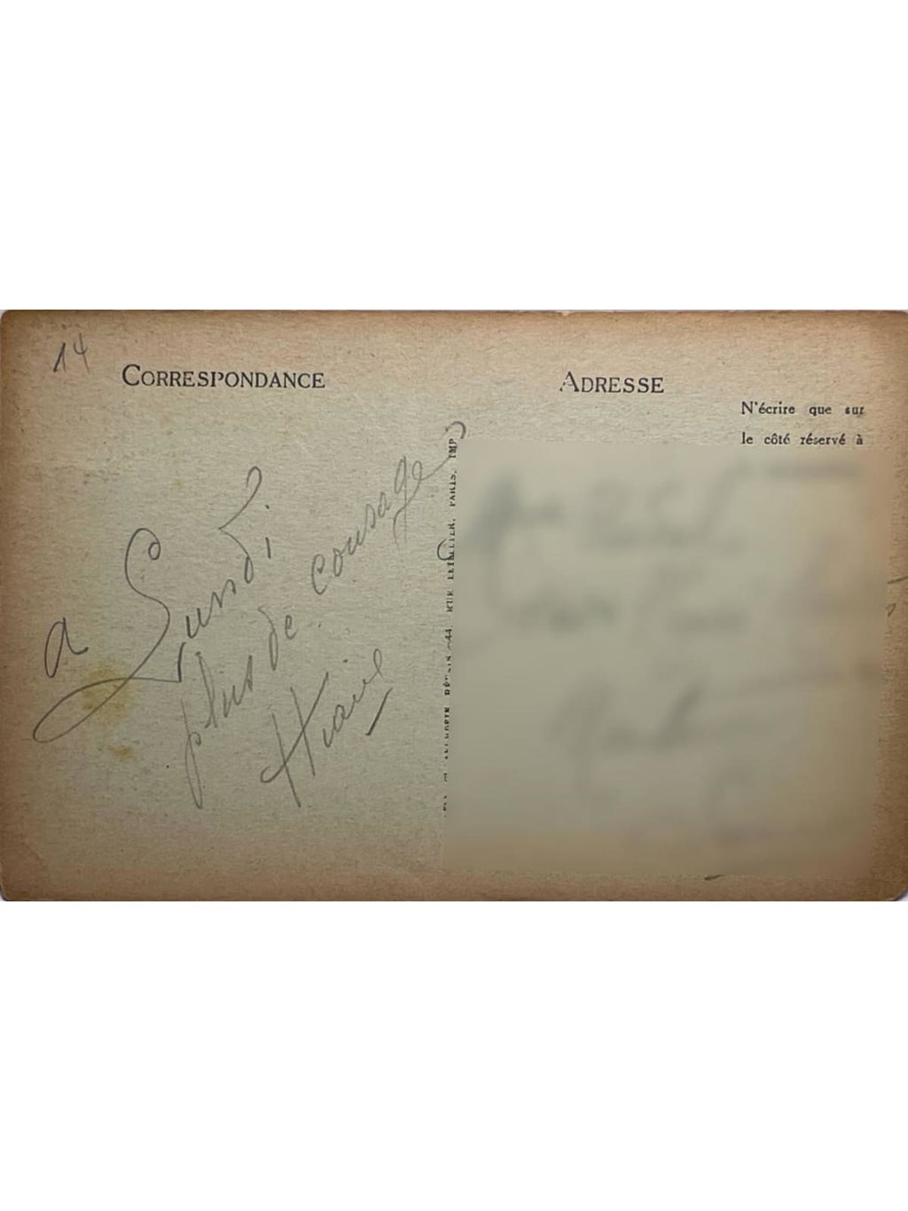 Verso de la carte postale