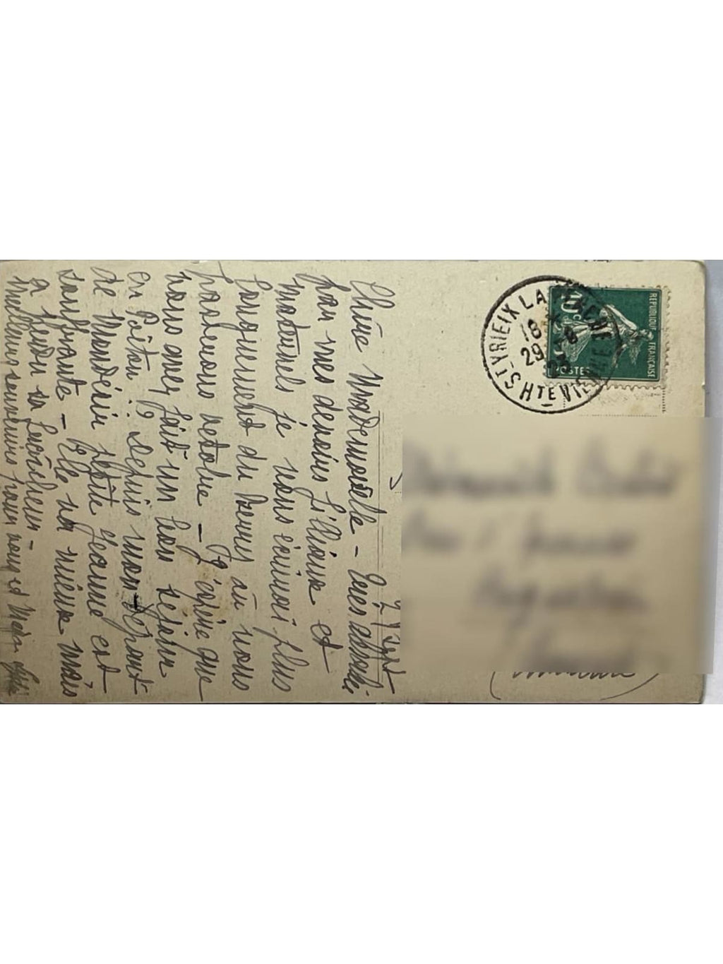 Verso de la carte postale