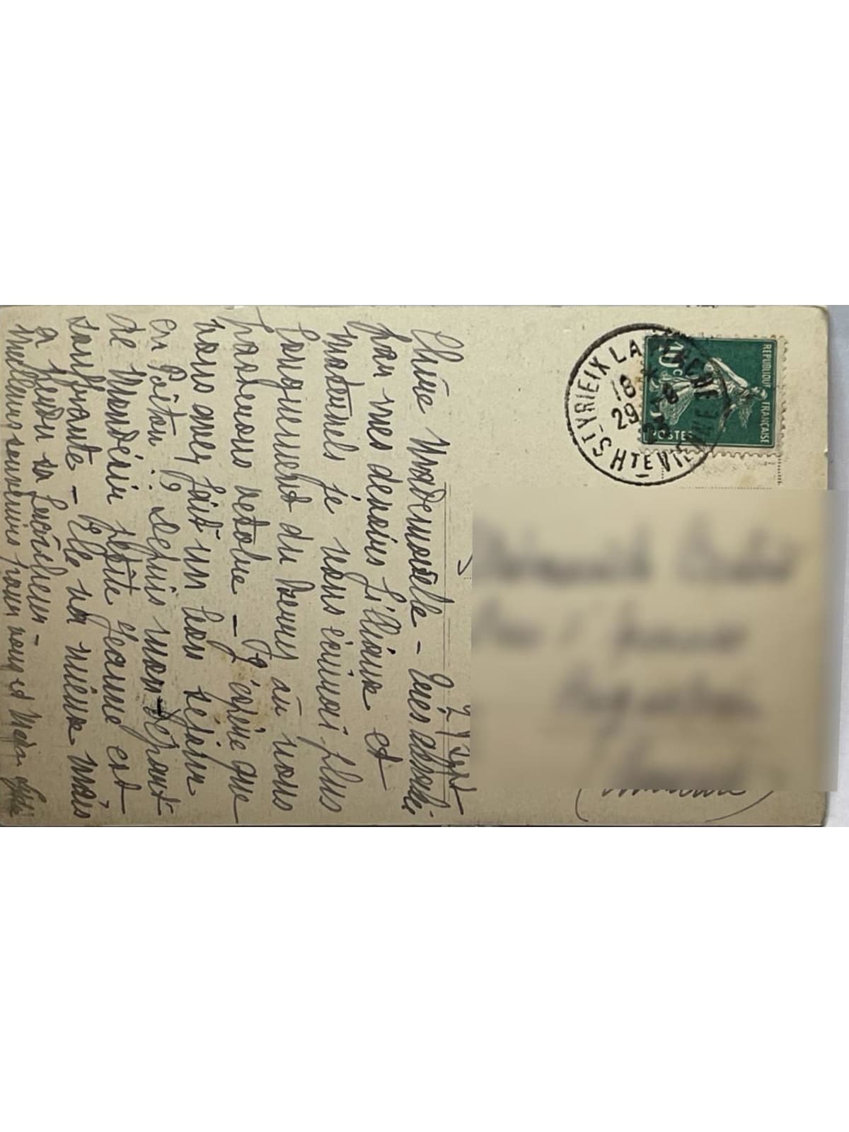 Verso de la carte postale