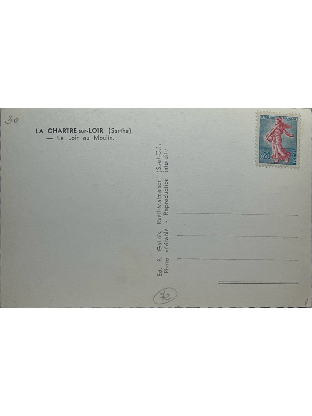 Verso de la carte postale