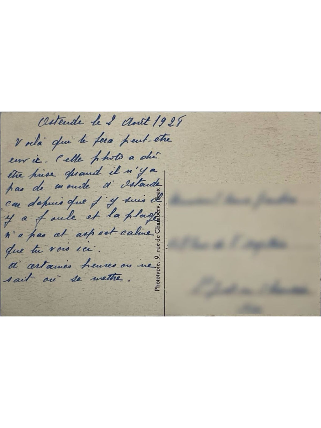 Verso de la carte postale