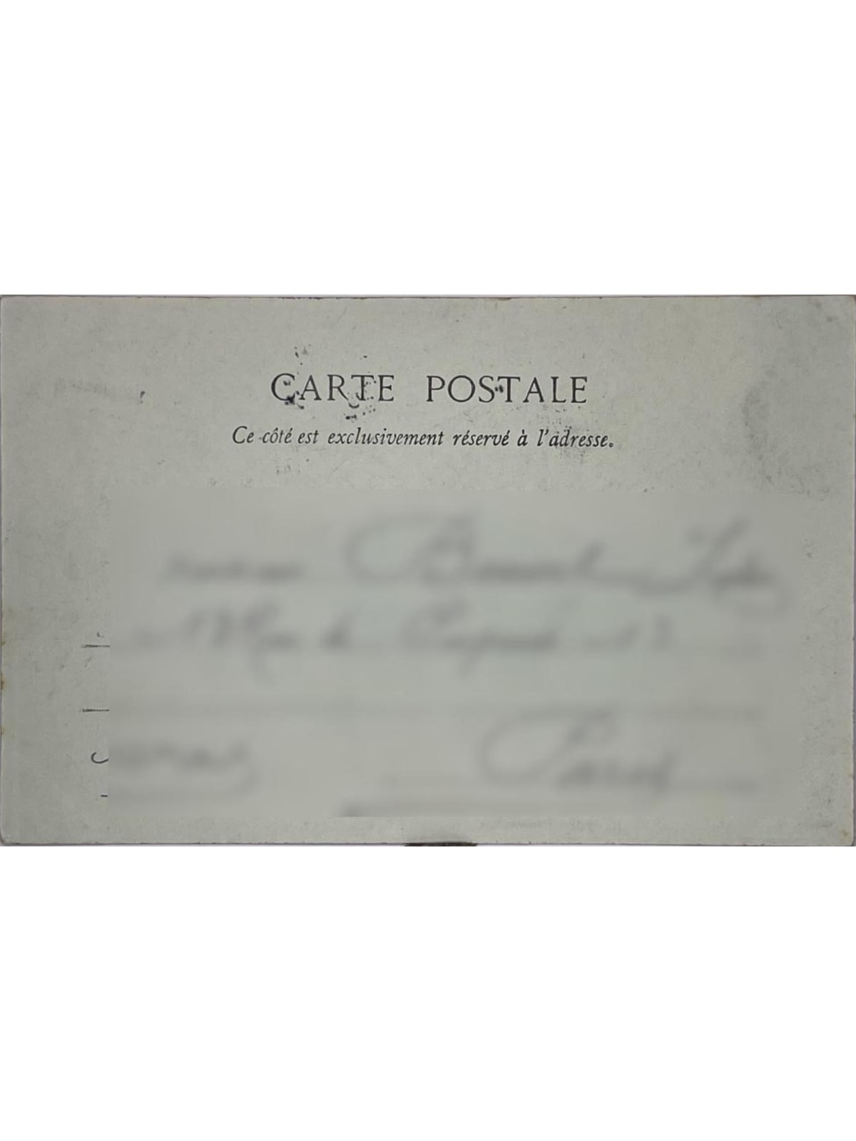 Verso de la carte postale