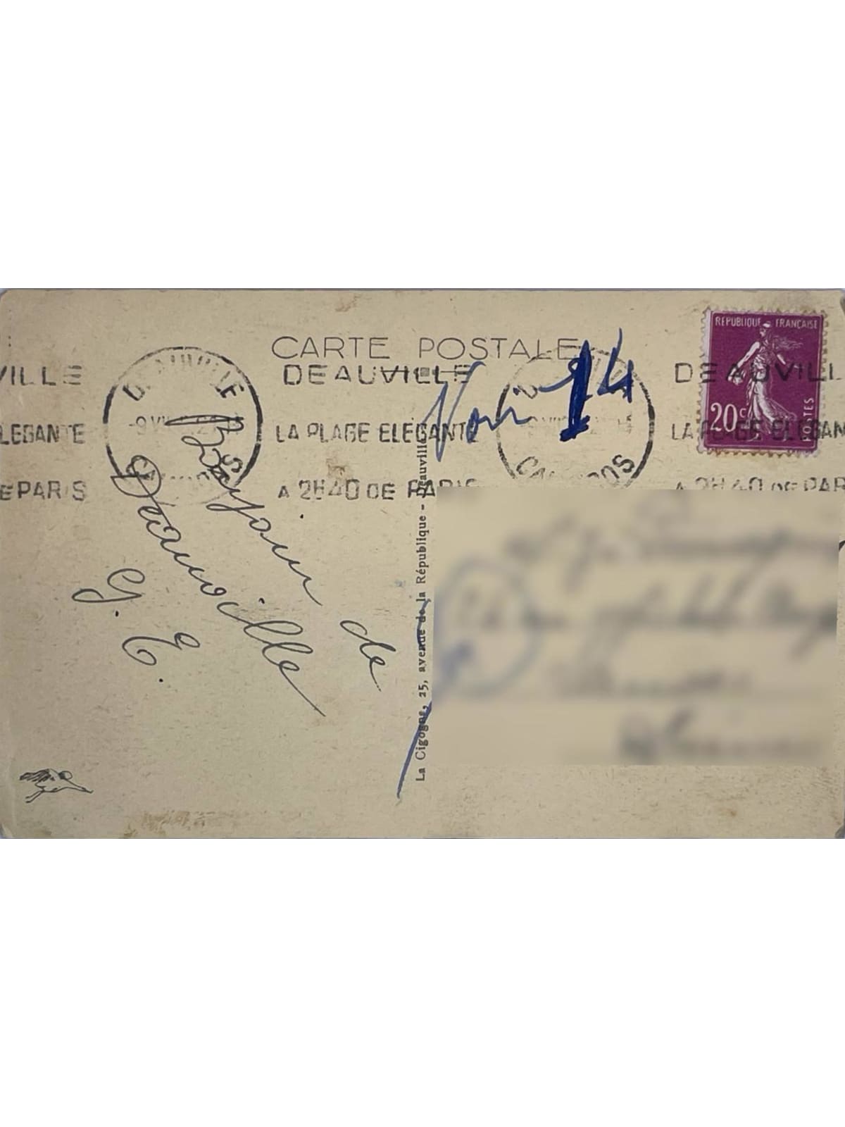 Verso de la carte postale