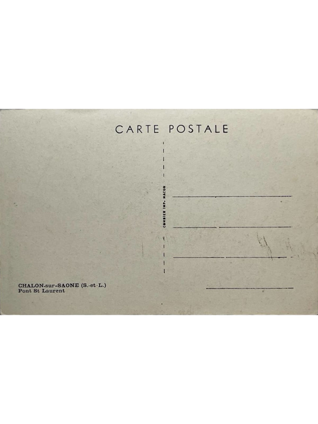 Verso de la carte postale