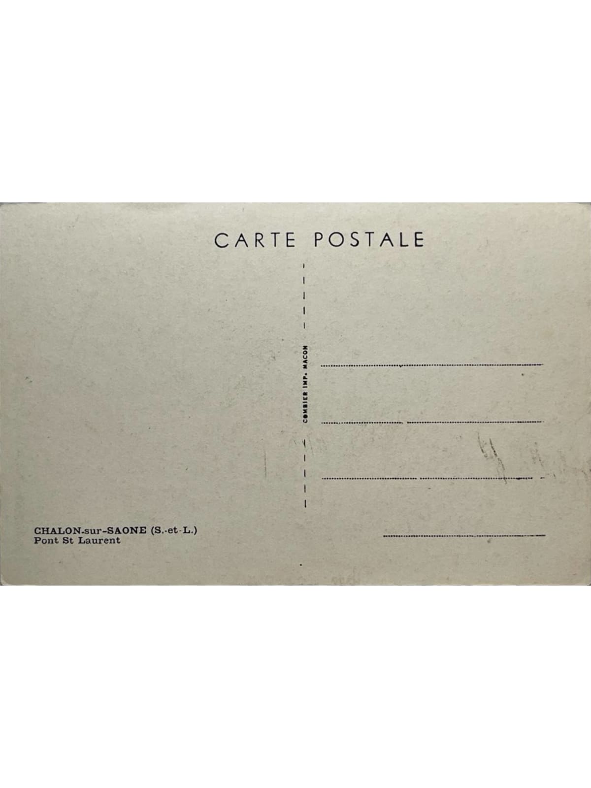 Verso de la carte postale