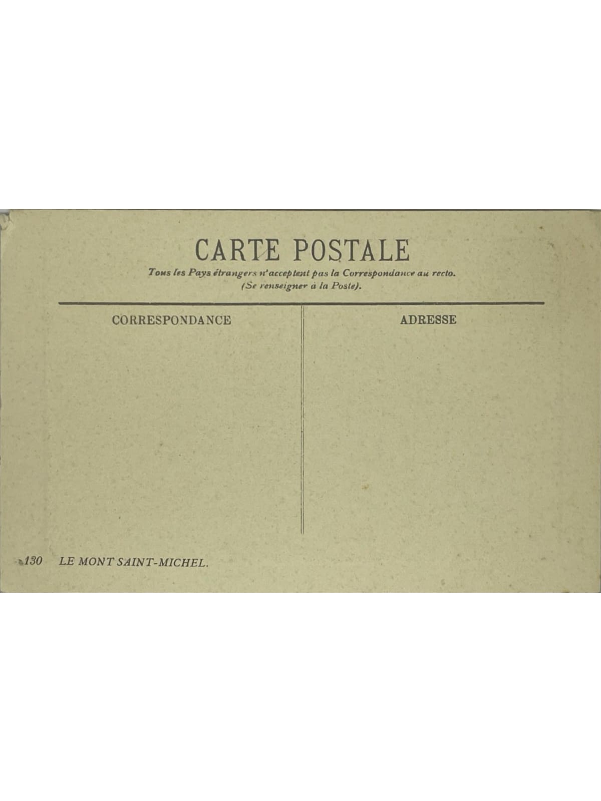 Verso de la carte postale