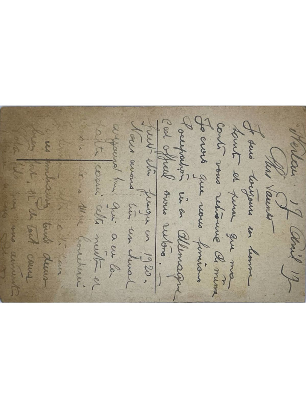 Verso de la carte postale