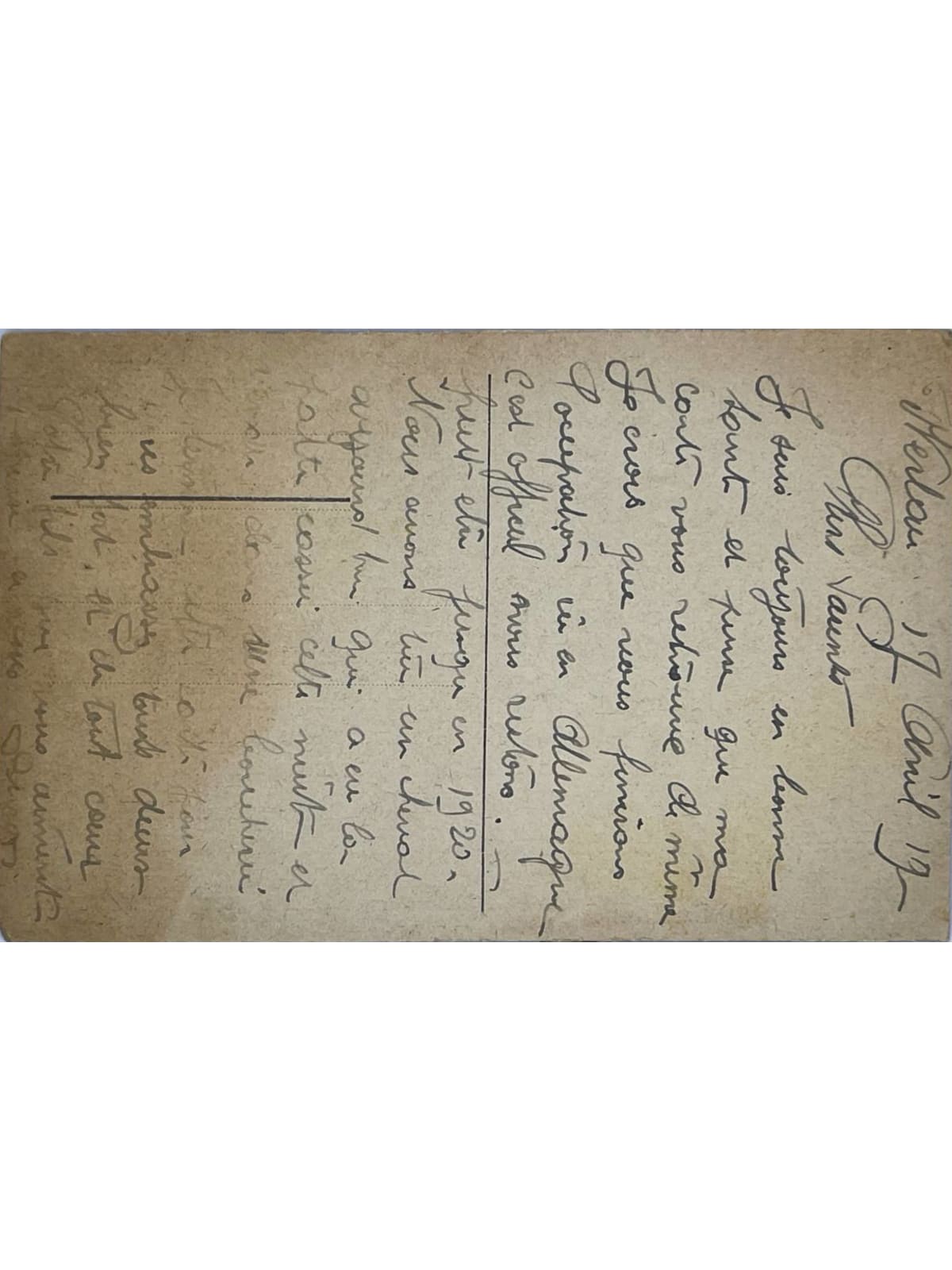 Verso de la carte postale