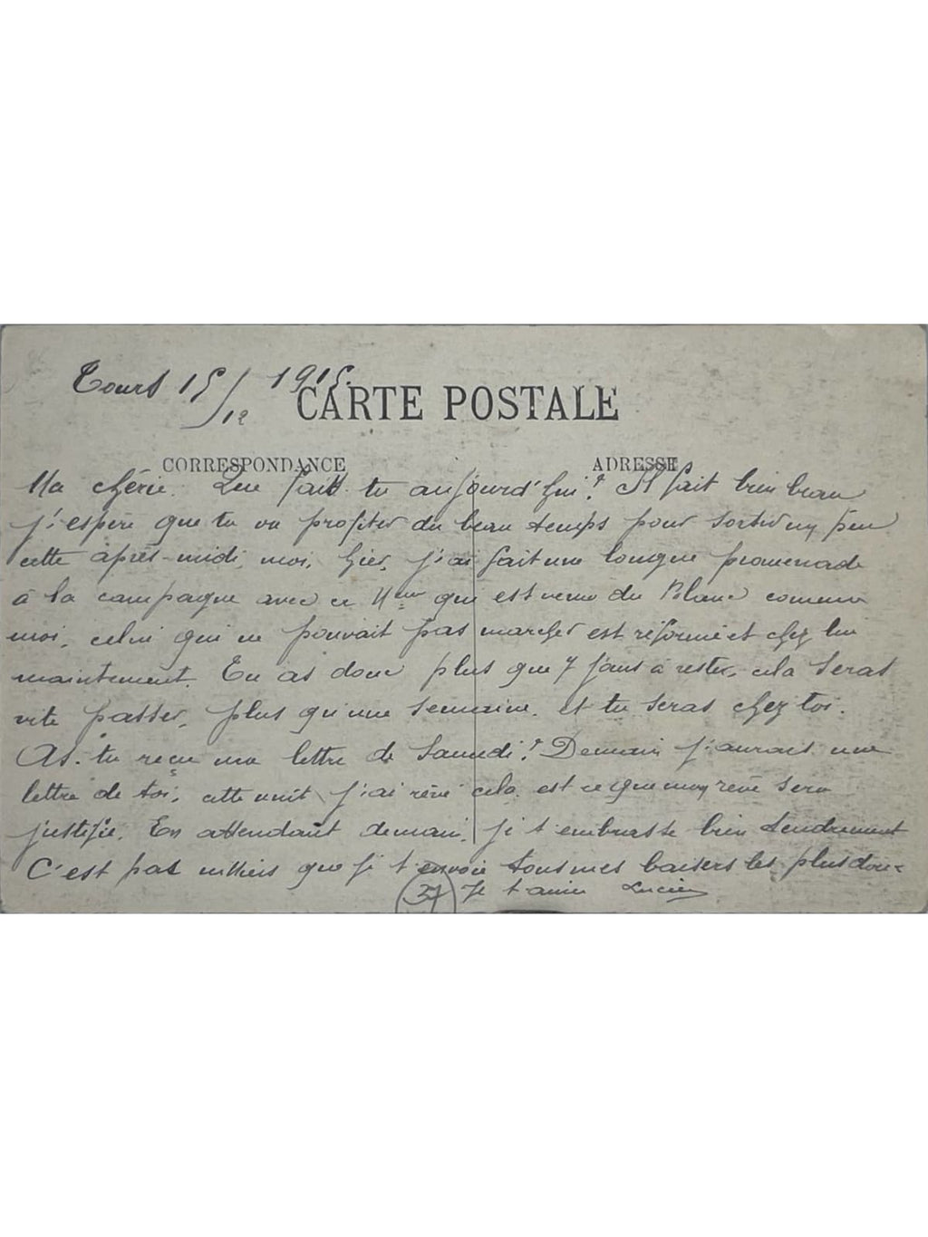 Verso de la carte postale