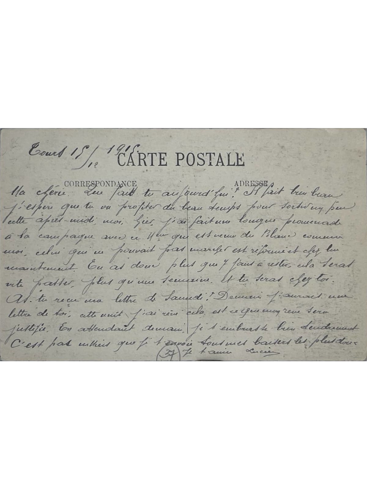 Verso de la carte postale
