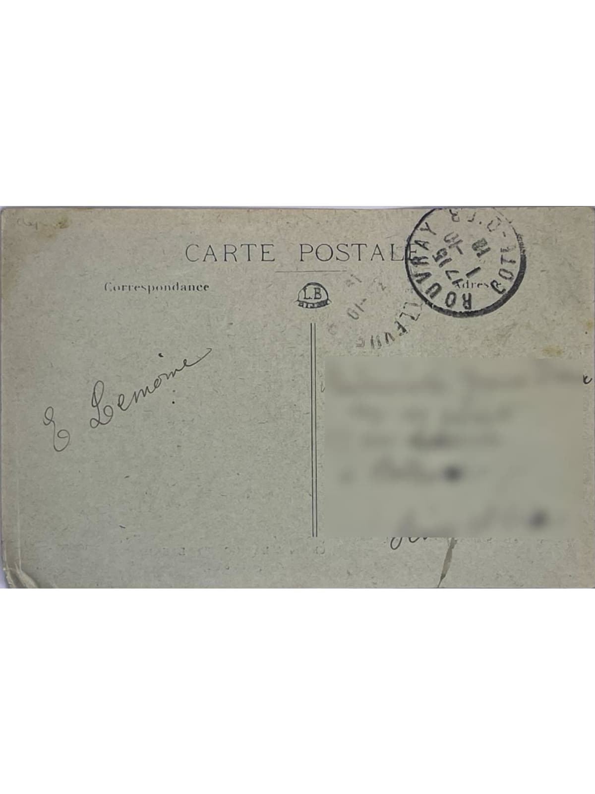 Verso de la carte postale